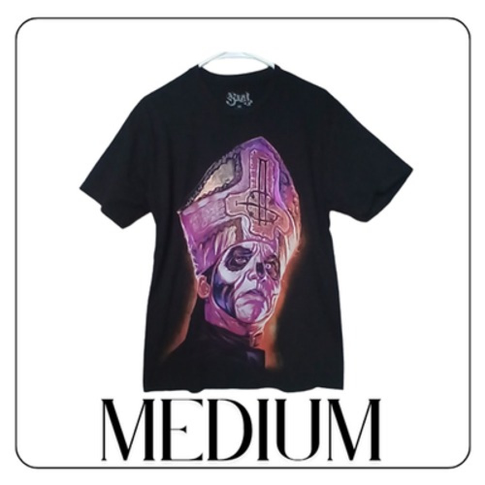 Ghost Shirt Mens Medium Black Papa Emeritus Rock Band Graphic Short Sleeve Tee